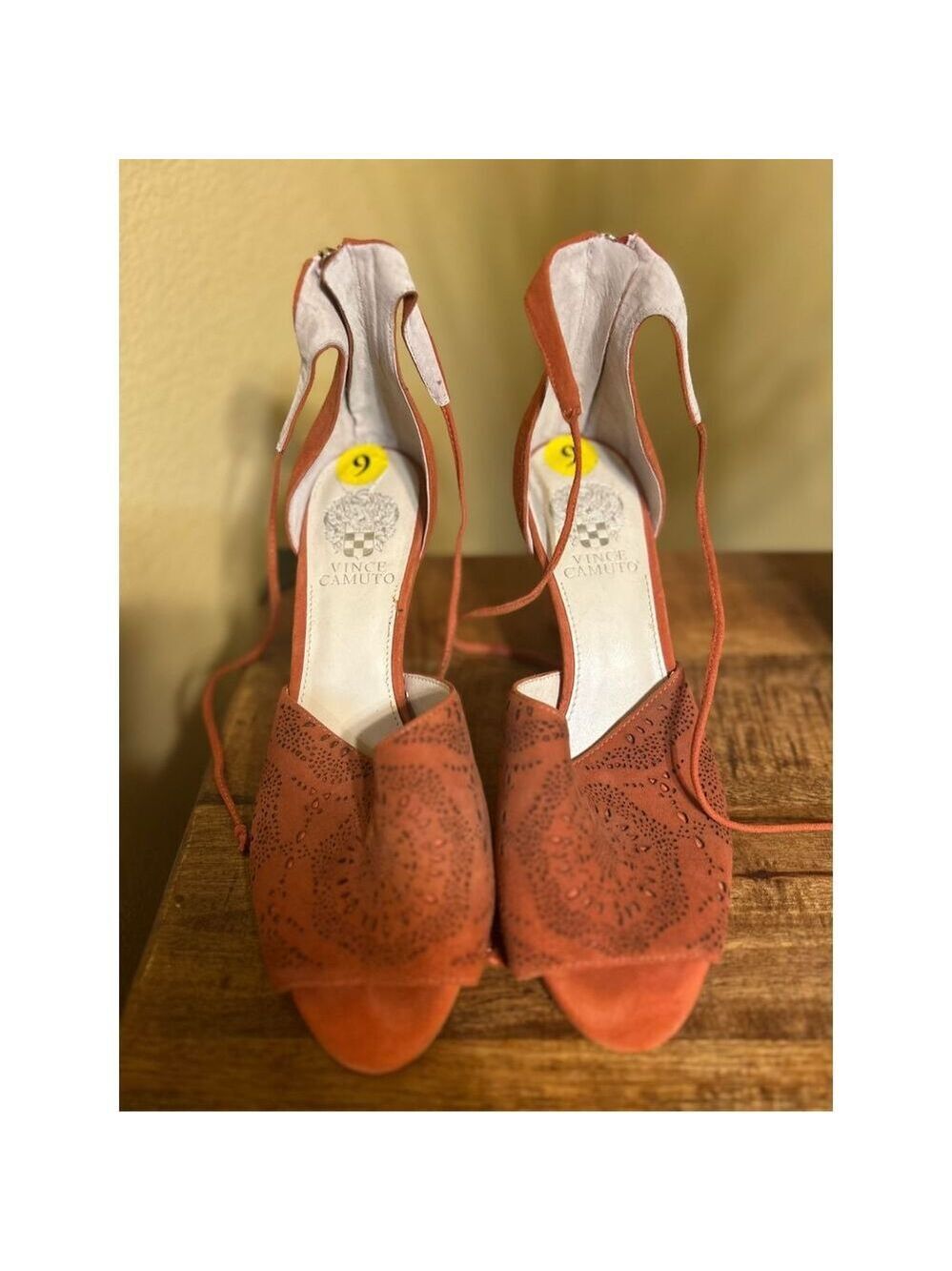 Vince Camuto suede orangish/red heels